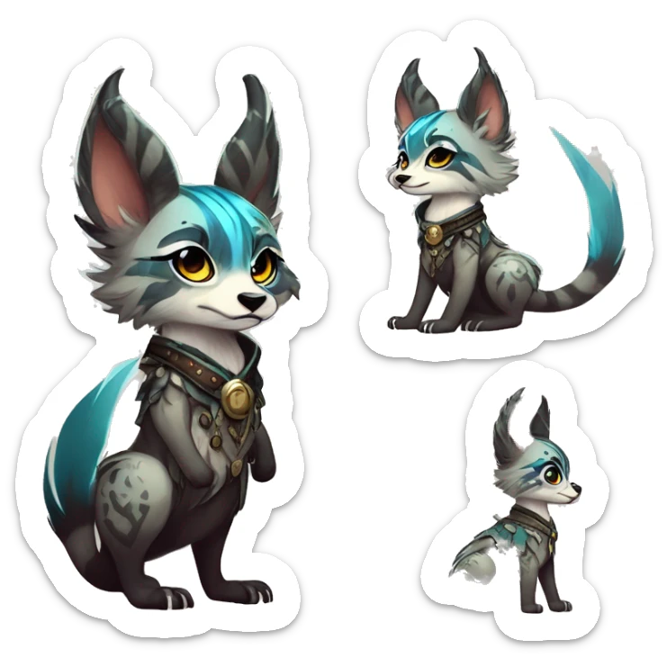 Cool cute Kawaii edgy fantasy shiny animal  fursona Fionbri vernid by griffsnuff & LiLaiRa & Falvie full body sticker