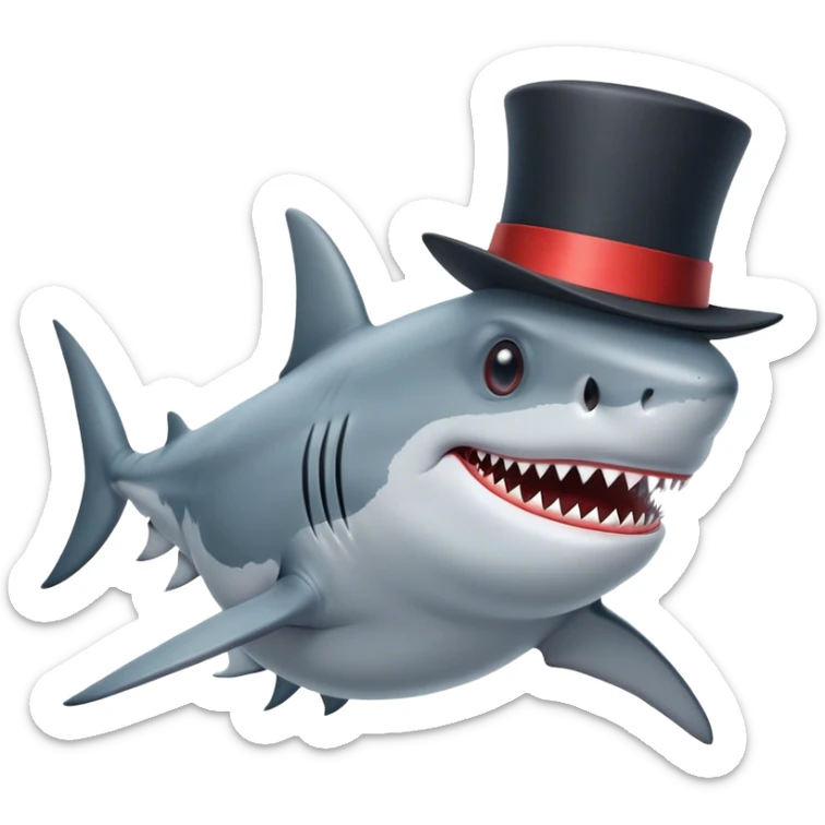 Shark with a top hat sticker