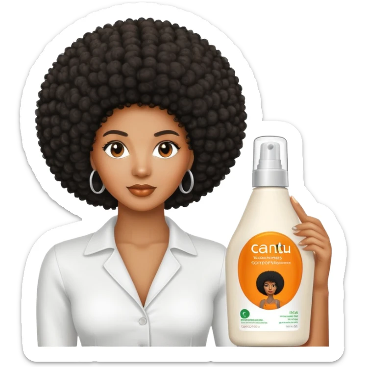 Bottle of leave-in Conditioner. with a black woman with afro label that says Cantu sticker
