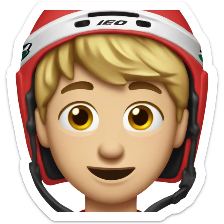 Carolina Hurricanes hockey fan, who is crying,  wearing a hockey helmet sticker