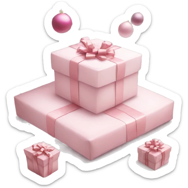 Light pink Christmas gifts under a white Christmas tree  sticker