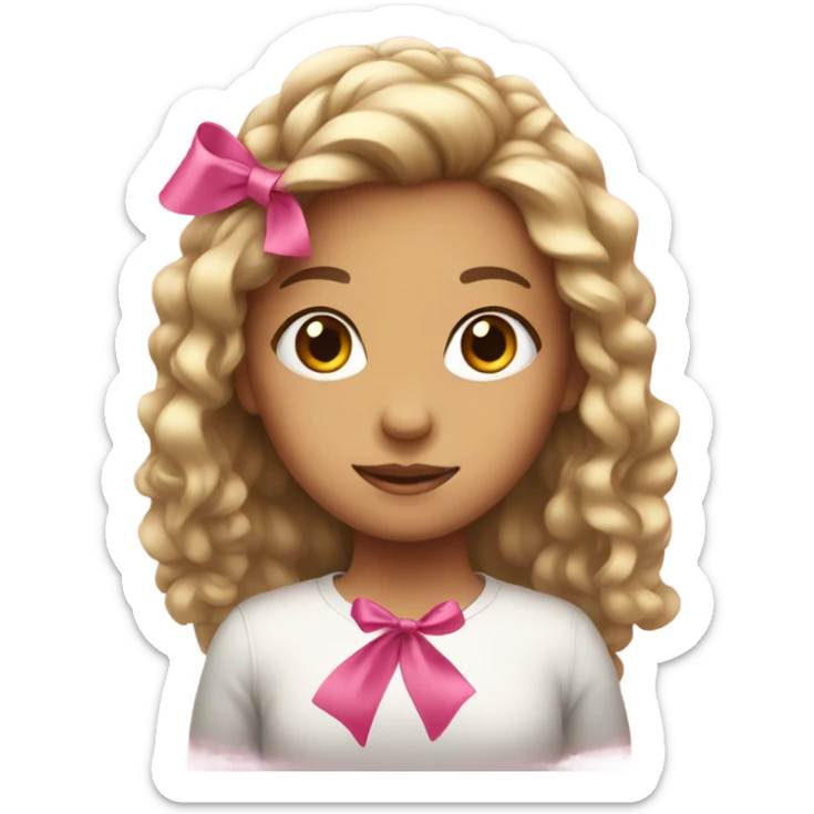 A girl with a pink ribbon in her hair  sticker
