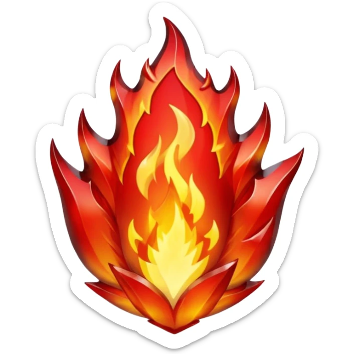 Red flaming crystal with a $ carved into the center of the crystal. sticker