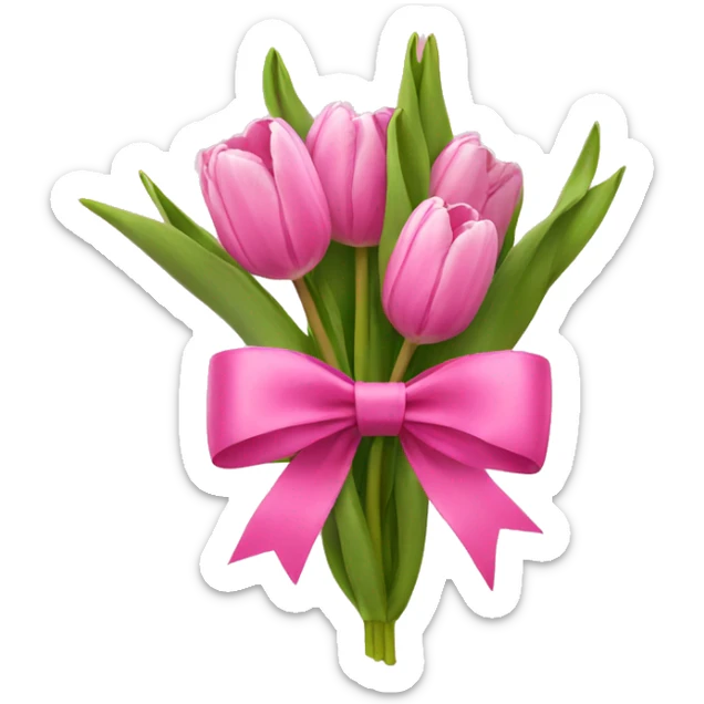 Pink tulips with a bow sticker