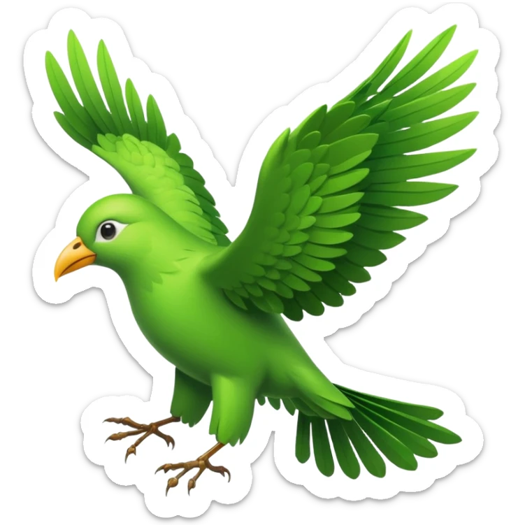 Green Bird flying with big wings made of leaves and branches  sticker