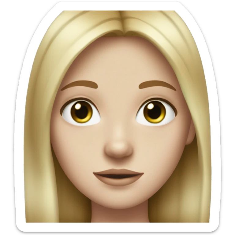 A girl with white skin, blue-green eyes and barely visible freckles, with dirty blond straight hair sticker