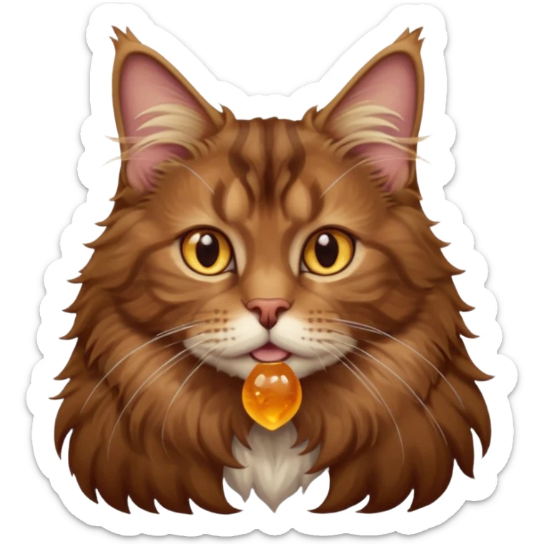 A high-resolution photo-realistic digital illustration of a brown maine coon cat, chest upward sticker