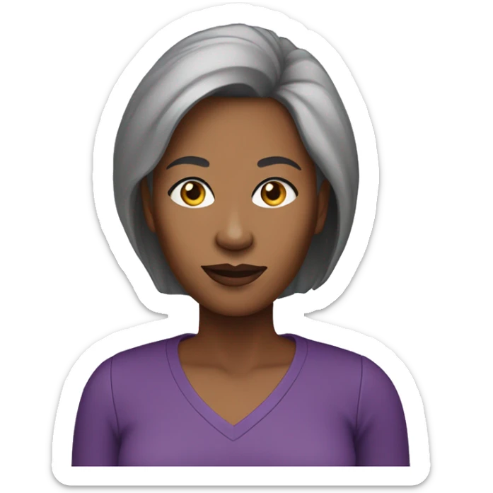 Headshot of African American Woman in Her 50s with straight hair wearing a purple shirt  sticker
