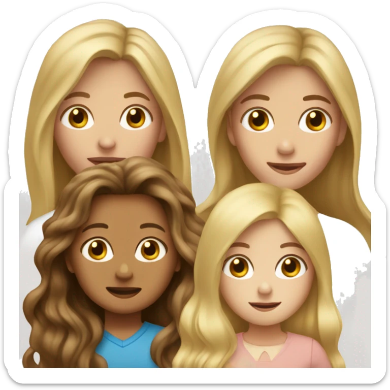 Long Brown hair woman, long Blonde hair woman, baby boy sticker