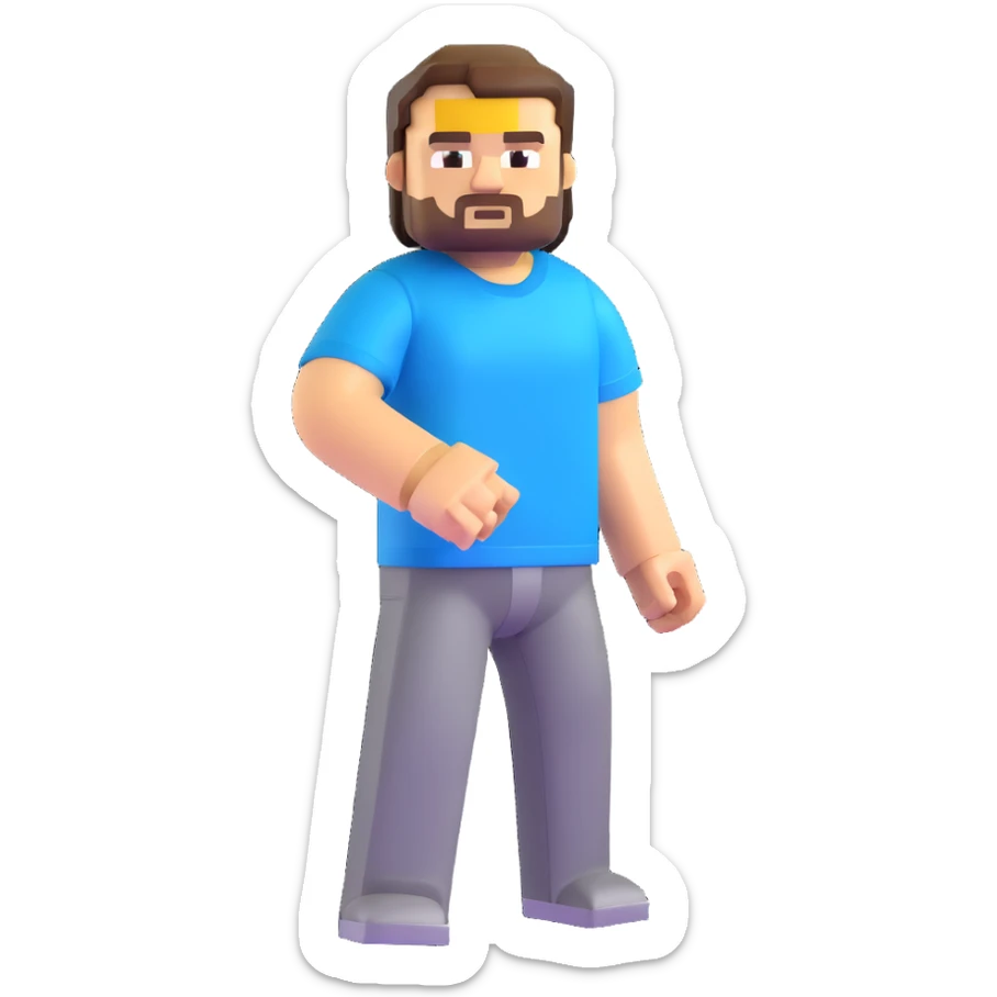 Minecraft character of Jack Black wearing a blue t-shirt sticker