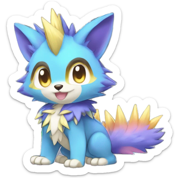 Anthro Scalie Spiky Cool Edgy Magical Shiny Colorful Pastel Sparkle Kemono-style Chibi Fantasy-Animal-Fakémon-Pokémon-Hybrid Fur Sona Aesthetic Full Body sticker