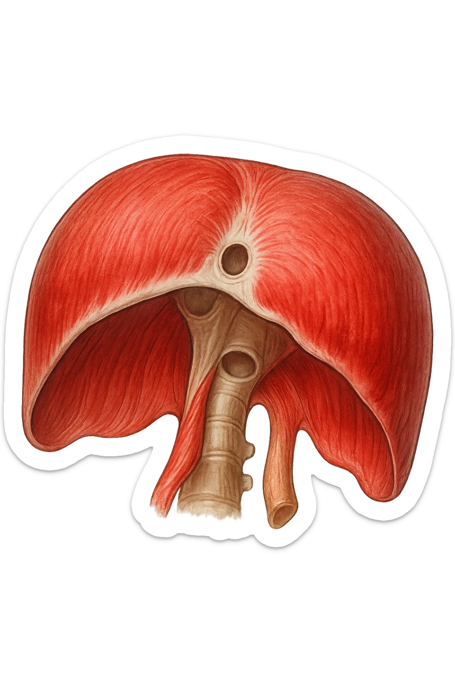 diaframma umano anatomico infiammato, isolato su sfondo bianco sticker