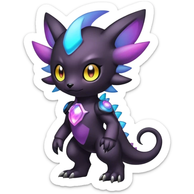 Cute cool colorful dark nebula fantasy-Fakemon-Digimon-animal-hybrid full body sticker