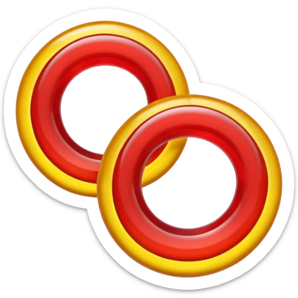 emoji de 2 gomitas en forma de aro una colo rojo y otra amarillo de muy gruesas muy muy sticker