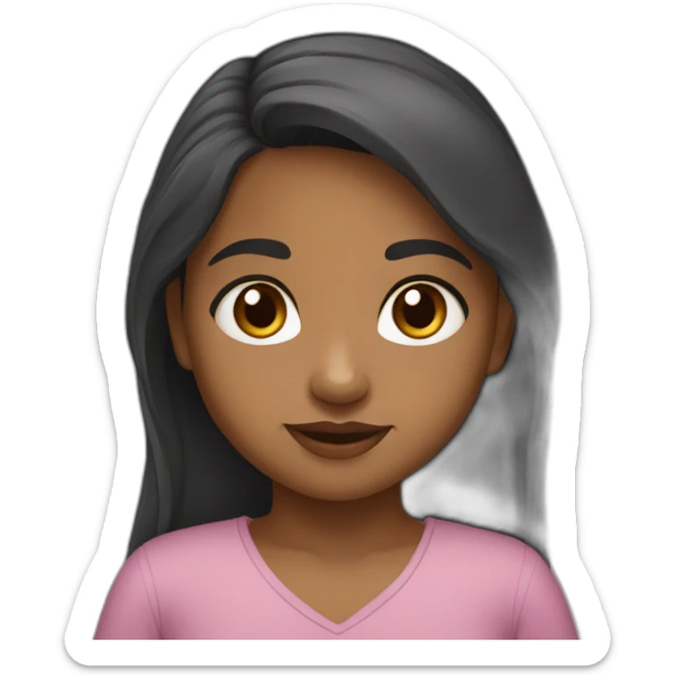 A Sri Lankan Tamil little girl with long hair brown skin brown eyes  sticker