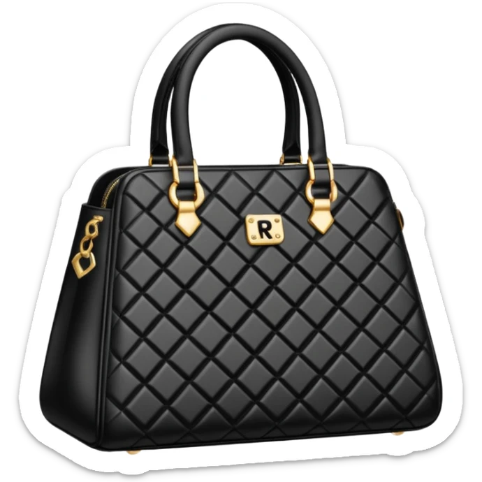 Realistic detailed black luxury bag made from black diamond with the name Riko on the front sticker