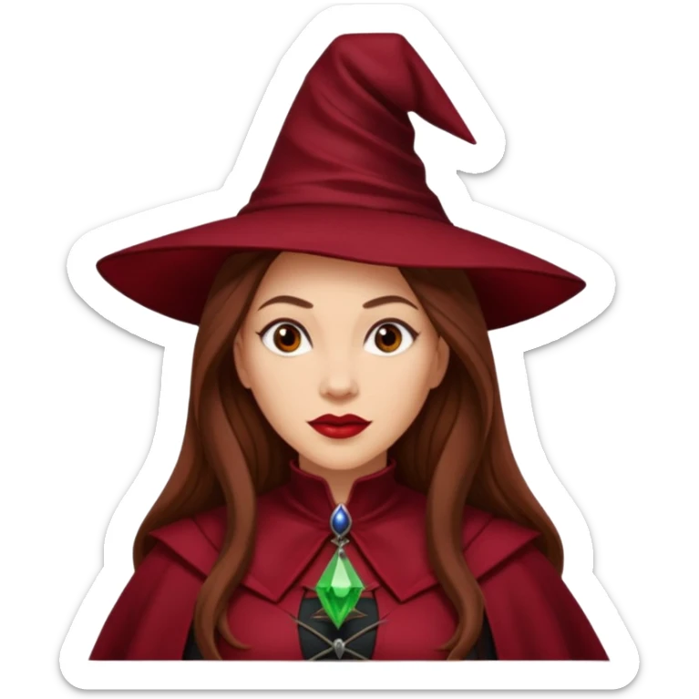 Wicked Witch of the East from The Wizard of Oz with light skin, long brown hair, dark red outfit sticker