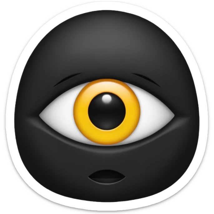 Minimal emoji, single eye made of black metal, pupil replaced by a solid metal number 8, restrained gothic symbolism, avant-garde minimalism, no glow, no neon, flat emoji style, centered, transparent background sticker