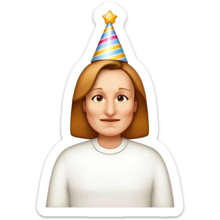 Wearing a birthday hat sticker