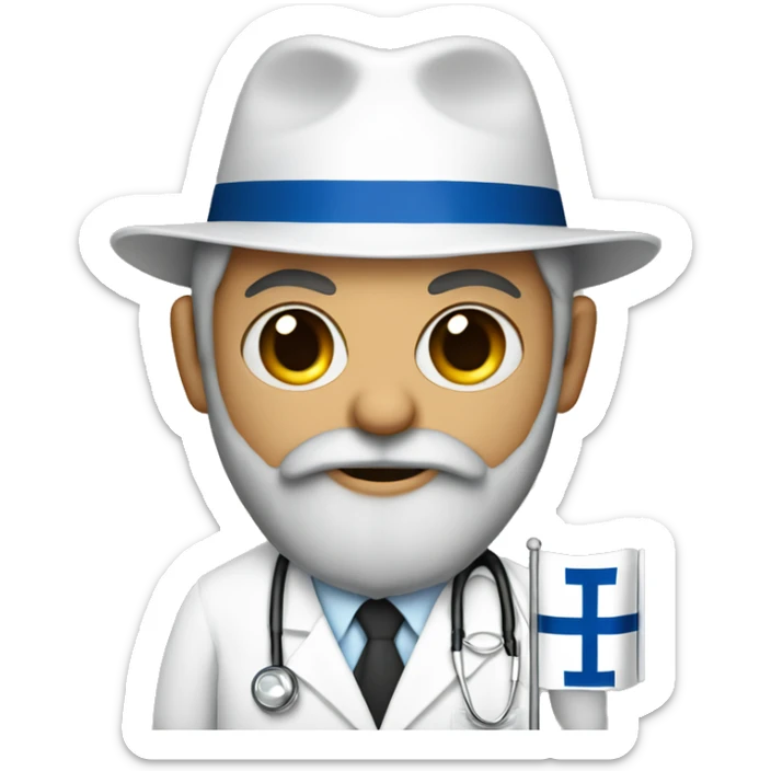 rabbi with Sidelocks holding israel flag who is a doctor  sticker