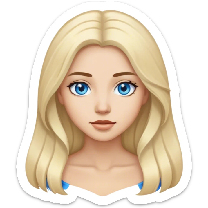 Woman black and blond long hair blue eyes sticker