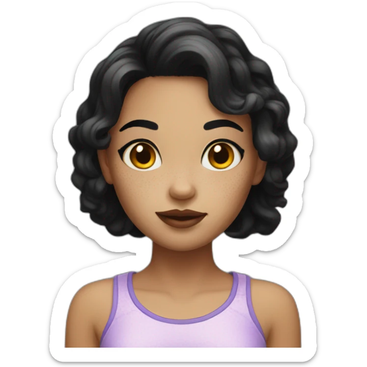 Halloween girl with light skin, black hair and Freckles sticker