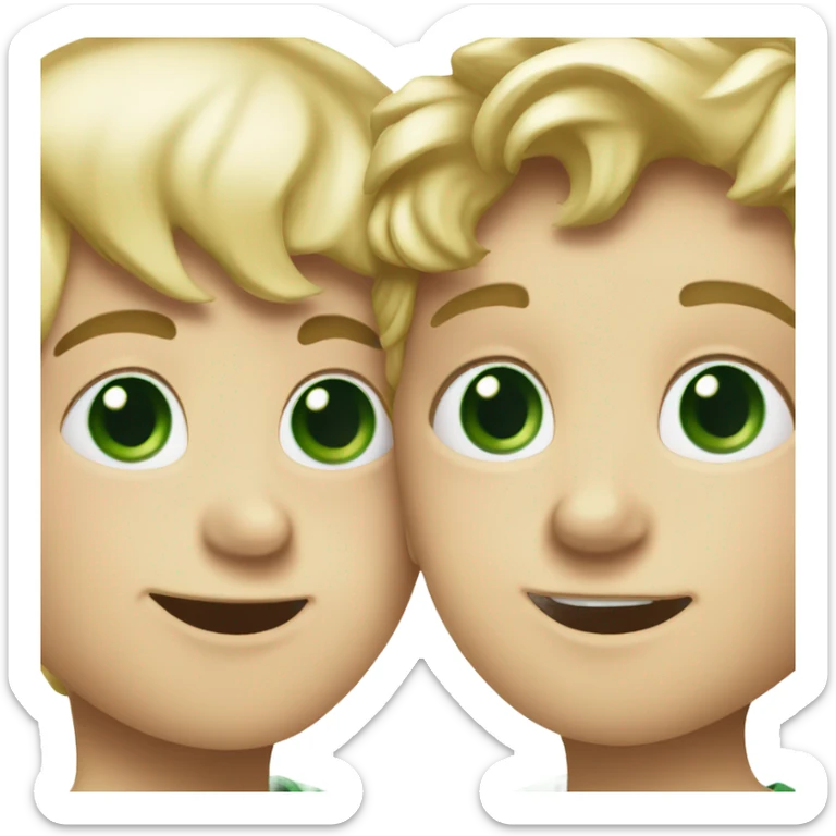 two blonde hair green eye boys kissing eachother but real emojis sticker