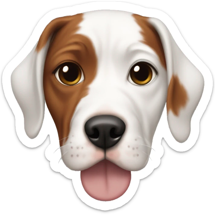 Red haired girl with septum piercing holding black and white English Staffordshire dog sticker