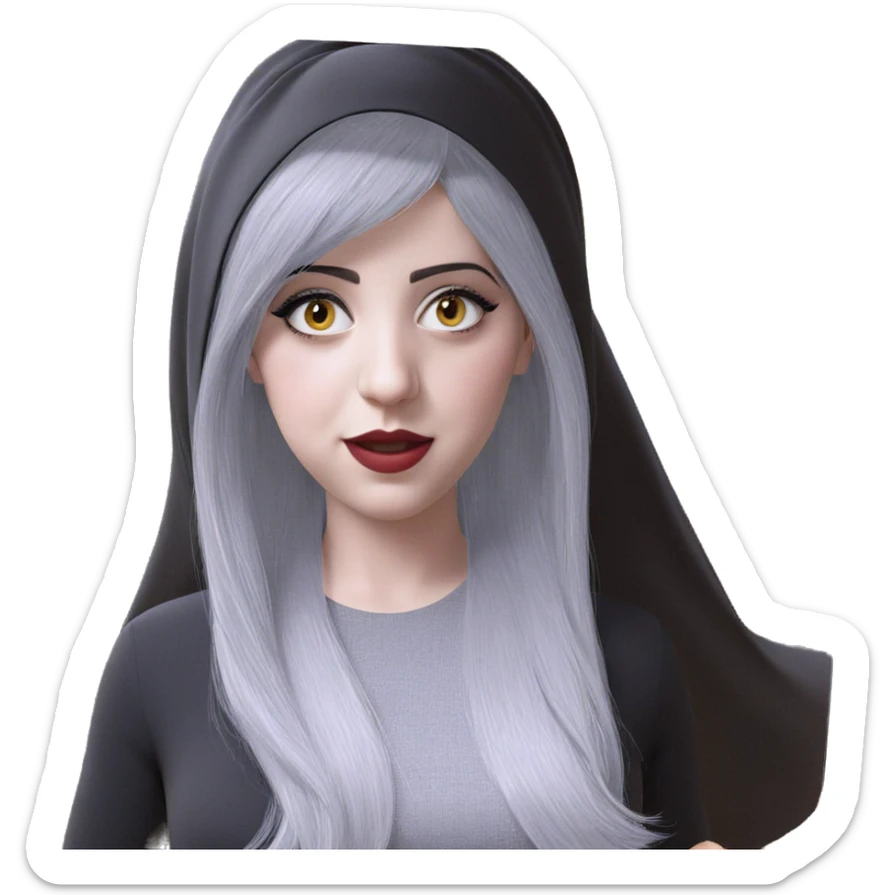 mysterious girl in black dress sticker