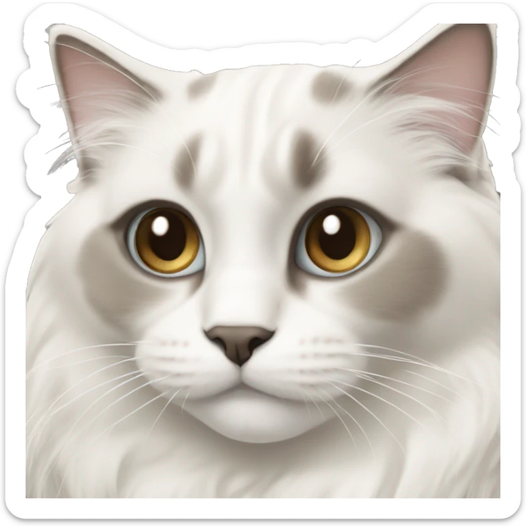 A ragdoll cat who’s white and creme of color with white paws sticker