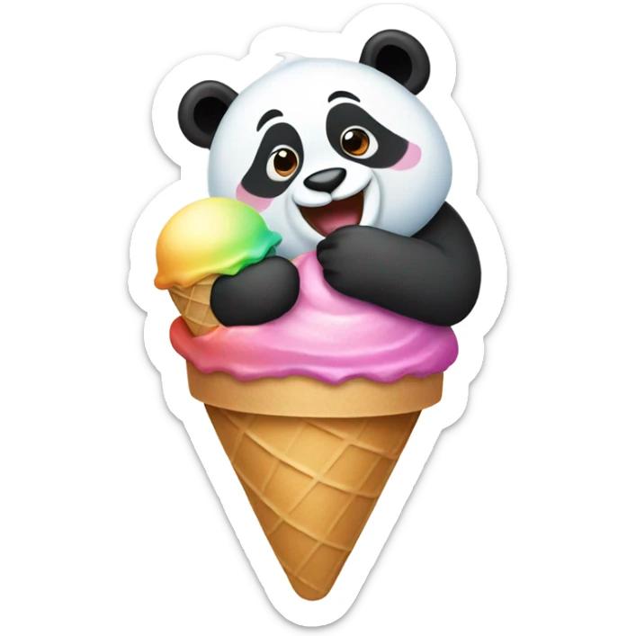Panda eating ice cream sticker