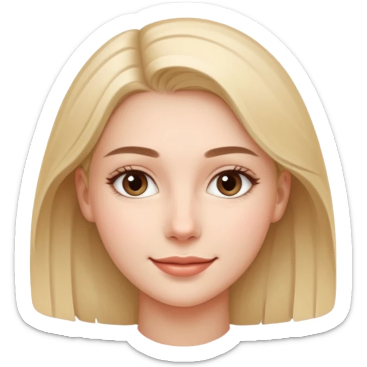 A realistic portrait of a young woman with soft facial features, clear skin, natural makeup, gentle eyes, symmetrical face, subtle smile, smooth lighting, high detail, photorealistic, 85mm len
 sticker