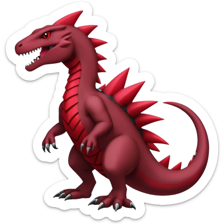 Badass cool edgy black and red salazzle-tyranitar-hybrid, full body sticker