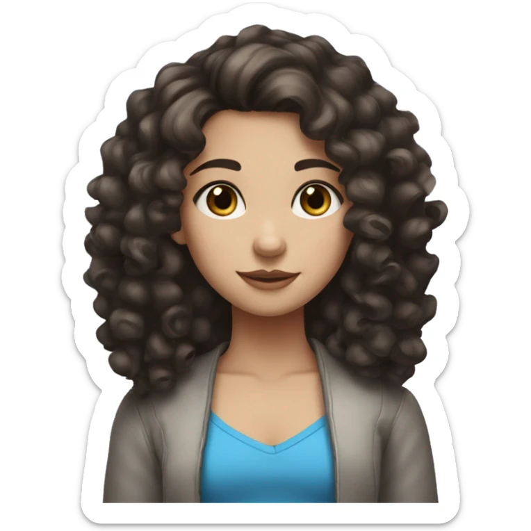 A girl with Brown hair and Blue eyes with a black heatless curls band in her hair sticker