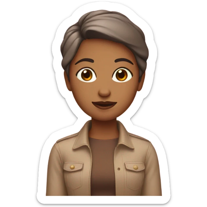 a girl with brown shoulders short hair and who wear something pink  sticker