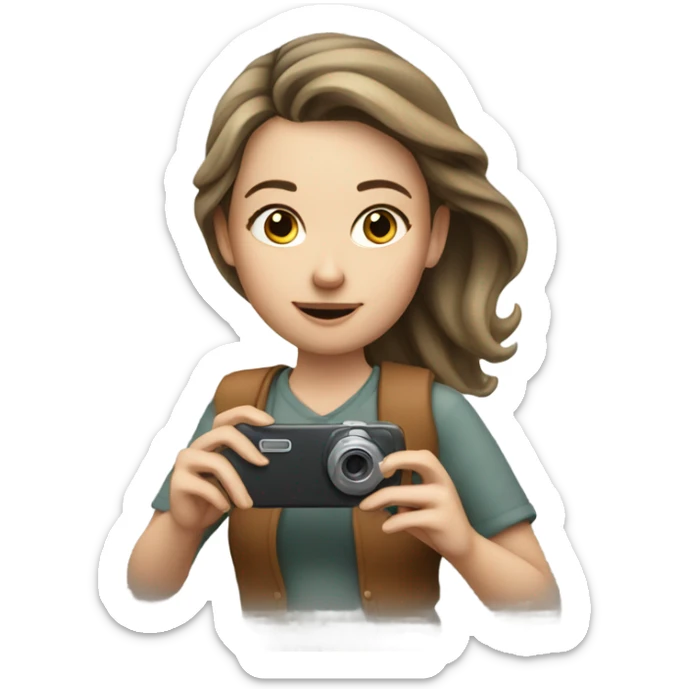 young european tourist takes pictures with her cell phone sticker