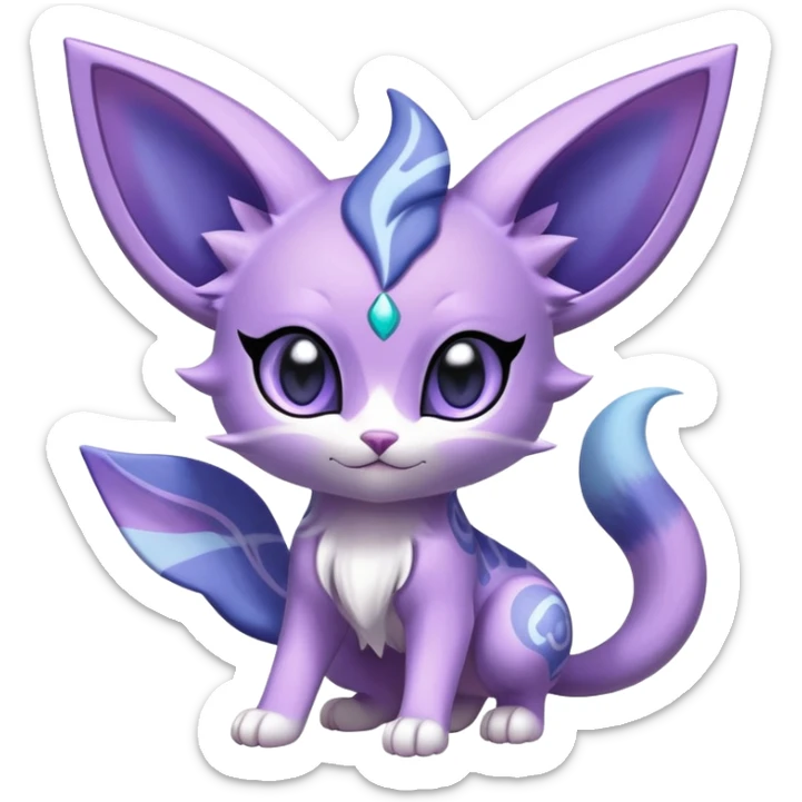 Shiny Exotic Cute Adorable Majestic Espeon-Purrloin-Mew-Meowstic-Hybrid-Creature with pattern-markings sticker