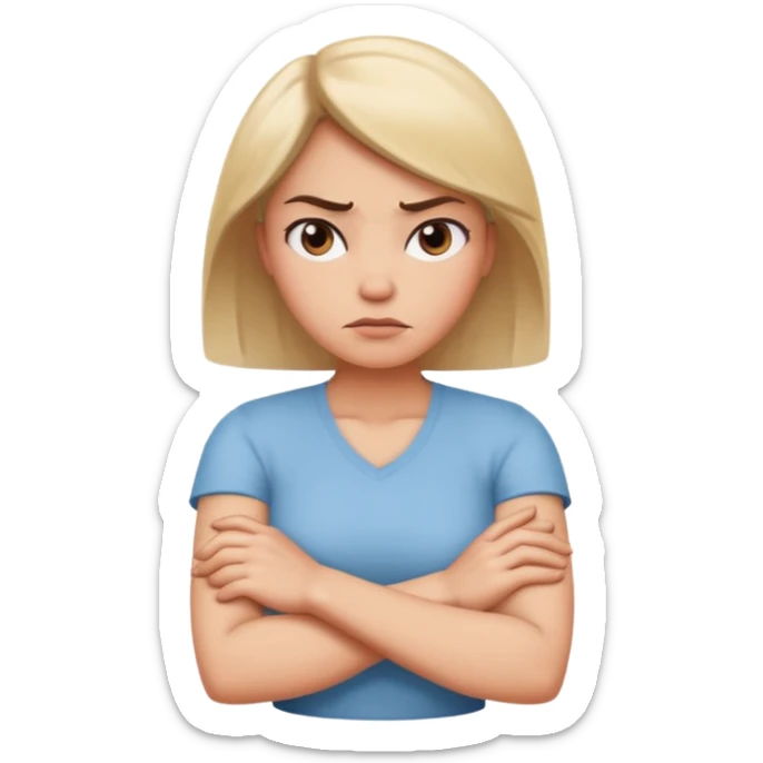Woman with arms crossed in a mad way with an attitude turned to the side a little  sticker