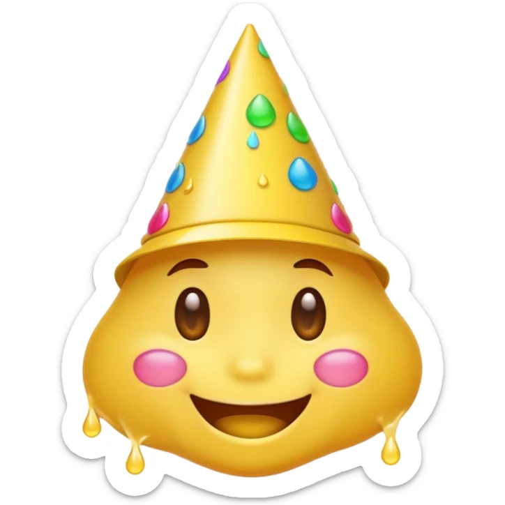 Emoji souriant avec goutte de sueur avec chapeau d"anniversaire  sticker