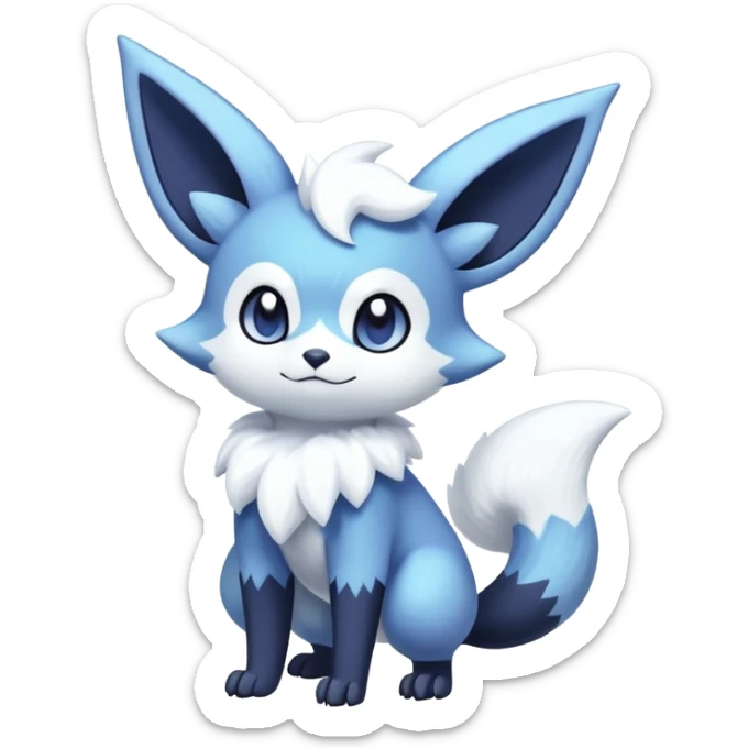 Shiny snowy pastel Noibat-Meowstic-Umbreon-Fakémon-hybrid-creature (full body)  sticker