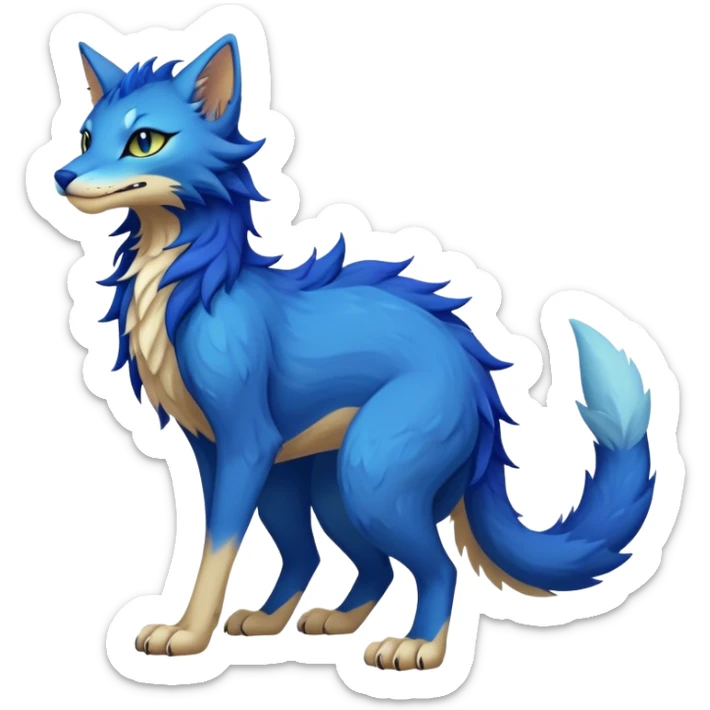Kawaii dark vibrant edgy fantasy ethereal feline-vernid-sergal-fursona animal creature with a tufted tail full body sticker
