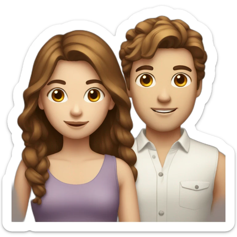 Two girls with brown hair and 2 guys with white skin sticker