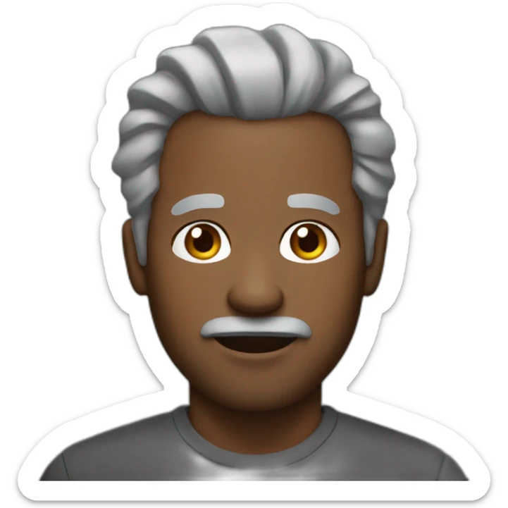 45 years old black  man with grey hair but no facial hair sticker