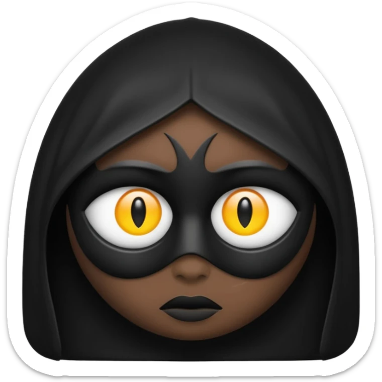 Minimal emoji, single eye made of black metal, pupil replaced by a solid metal number 8, restrained gothic symbolism, avant-garde minimalism, no glow, no neon, flat emoji style, centered, transparent background sticker