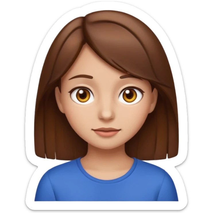 girl with brown hair and brown eyes, emoji style, version 2 sticker