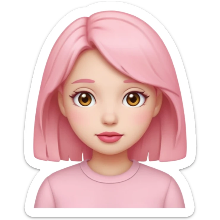 “Emoji girl, soft girl aesthetic, pink blush sticker