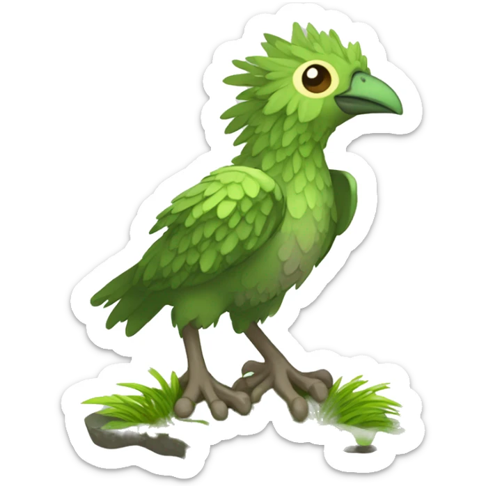 earthly muddy fresh Cool Cute Fantasy legendary swampy tree-jungle-bird plant-grass-type-Dendro-avian Fakemon full body sticker