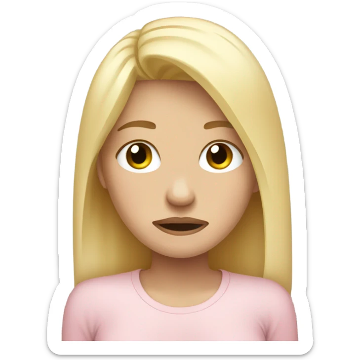 blonde woman crying tears of sadness. light pink shirt sticker