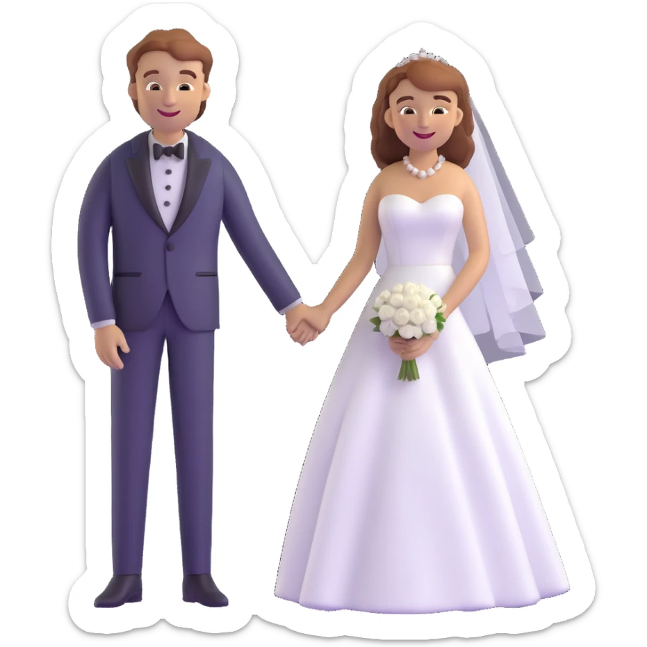 wedding couple with white man with brown hair and white woman with light ginger hair sticker