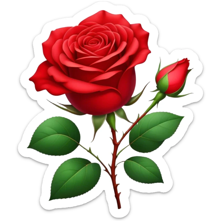 Realistic rose of Bittersweet red color in glamour style sticker